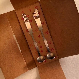 Best Seat in the House tiny serving ladles in Bentwood and Cabriole styles presented in a hand-stamped kraft gift box