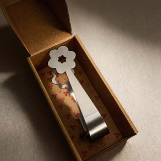 Stainless steel Kaleidoscope serving piece presented in kraft gift box with hand stamped pattern