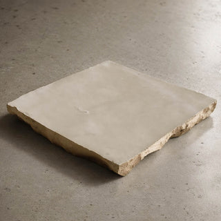 Soft Cream handcrafted ceramic table tile showing pale glazed surface and natural textured clay edge